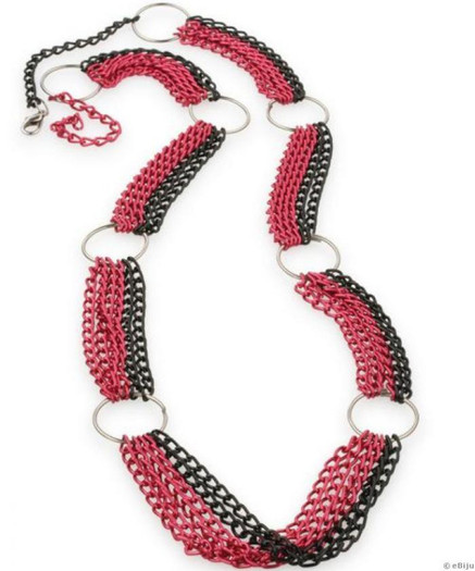 Colier rosu cu negru din lant