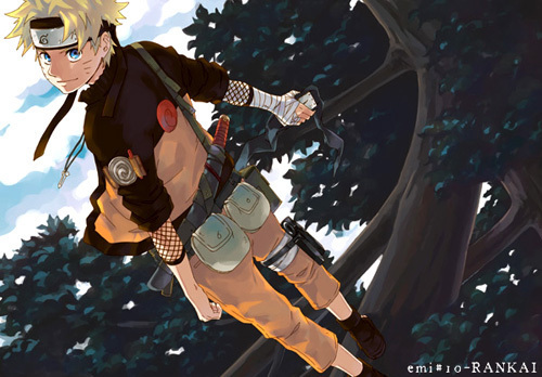 Naruto-Uzumaki; Naruto este principalul protagonist al seriilor Naruto. Naruto este un ninja afiliat cu satul Konoha
