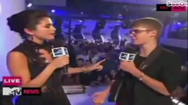Selena Gomez Interviews Justin Bieber at MTV VMAs 2011 372