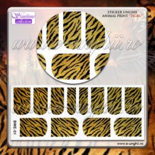 Sticker pentru unghia intreaga - Animal Print TIGRU 02