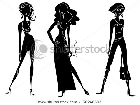 stock-photo-silhouettes-of-women-in-fashion-clothes-on-white-rasterized-vector-56246503 - Glamorous