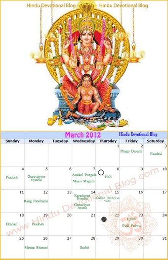hindu-festivals-march-2012-printable-calendar - Holi Calendar-Holi Date 2012