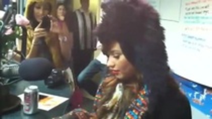 Demi on Kiss FM rocking her new hat (30)