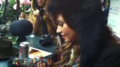 Demi on Kiss FM rocking her new hat (37)