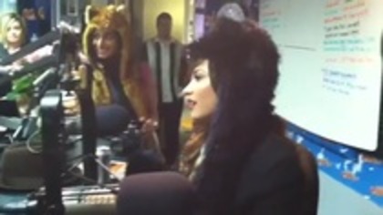 Demi on Kiss FM rocking her new hat (87)