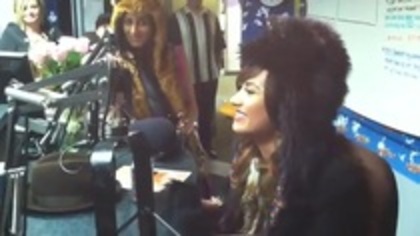 Demi on Kiss FM rocking her new hat (106)