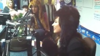 Demi on Kiss FM rocking her new hat (113)