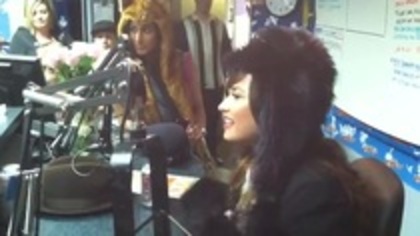 Demi on Kiss FM rocking her new hat (114)