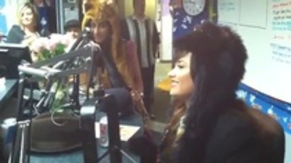 Demi on Kiss FM rocking her new hat (117)