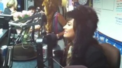 Demi on Kiss FM rocking her new hat (120)