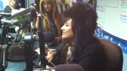 Demi on Kiss FM rocking her new hat (140)