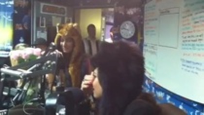 Demi on Kiss FM rocking her new hat (165)