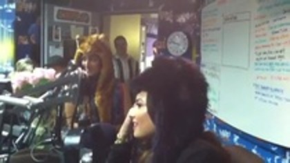 Demi on Kiss FM rocking her new hat (166)
