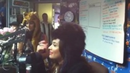 Demi on Kiss FM rocking her new hat (169)