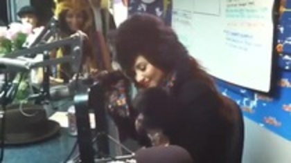 Demi on Kiss FM rocking her new hat (187)