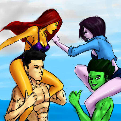 teen_titans_fun_at_the_beach_by_justchrishere-d4sgmnf