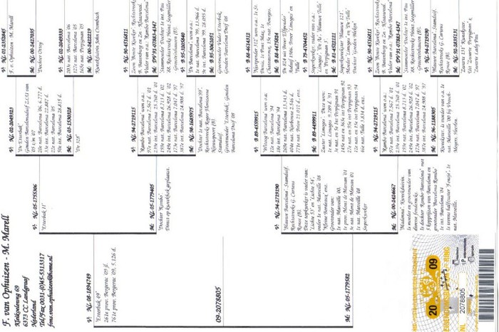 NL 09 2078805 M. - Achizitii respectiv - PEDIGREELE PORUMBEILOR ACHIZITIONATI in 2008 - 2012