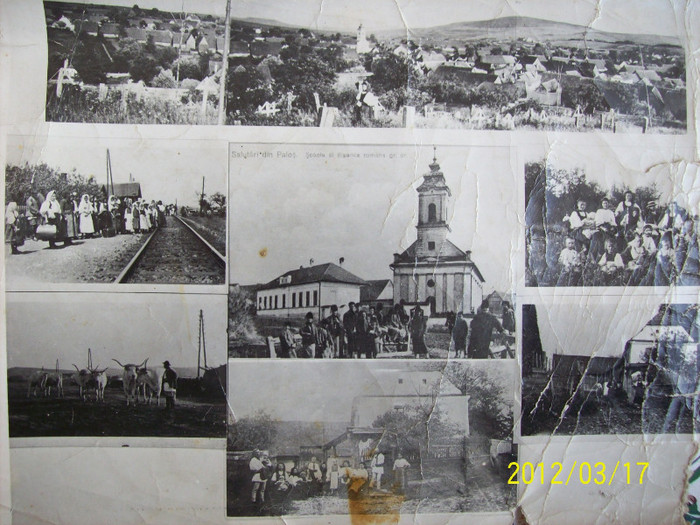COLAJ DE FOTOGRAFII VECHI DIN SATUL PALOS ,sus VEDERE PANORAMICA  a satului  din zona cimitirului ..