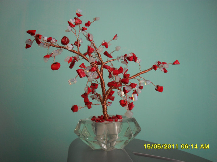 Copacel cu coral rosu si opalit - POMISORI FENG-SHUI