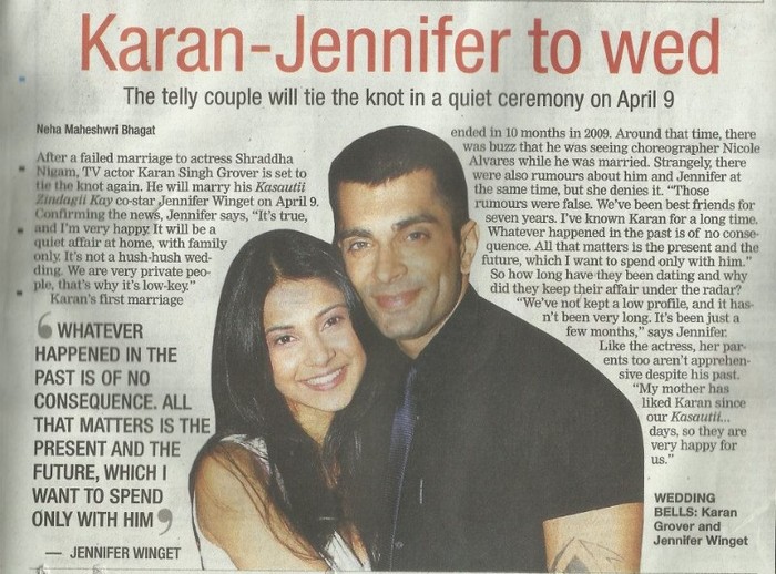  - Karan-Jennifer To Wed