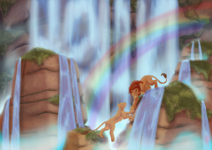 Simba_and_Nala_with_waterfalls_by_Imjustajoke - simba