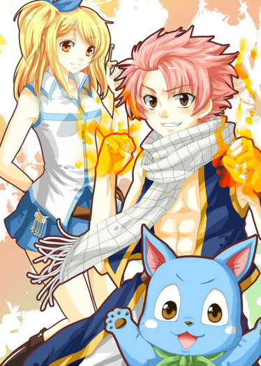 Lucy,Natsu si Happy - Fairy tail