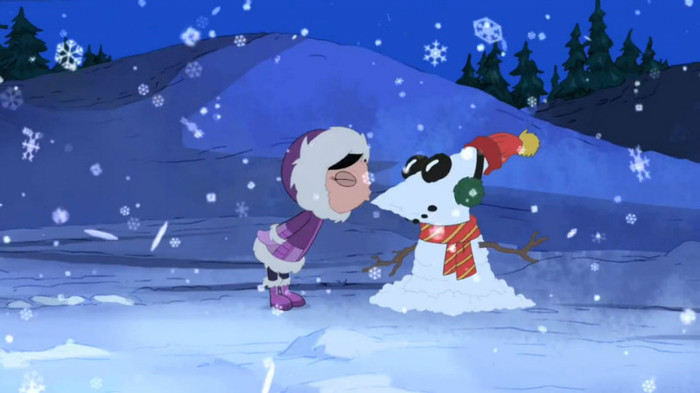 Isabella_kisses_Phineas_Snowman - P and F