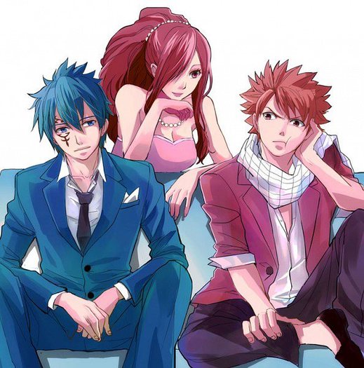 Gray,Erza si Natsu