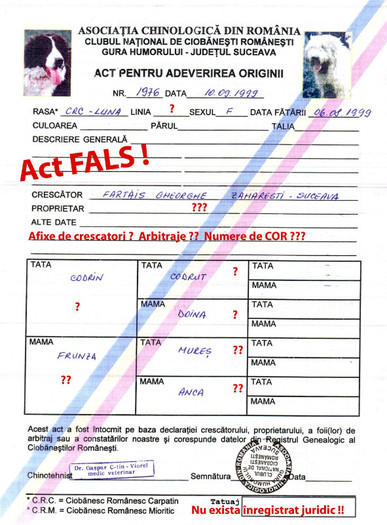 Luna _ Fals Rom - pedigree false gresite si incomplete