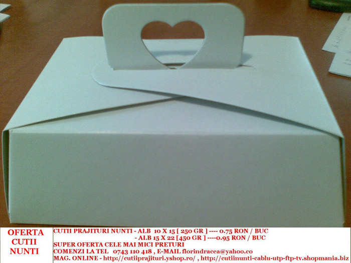 cutie prajitura 15x22 alb - CUTII PRAJITURI DIVERSE