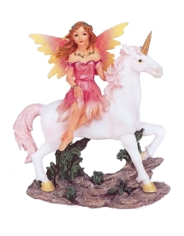 pink-fairy-riding-unicorn-figurine - figurine