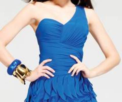a mini shoulder blue dress