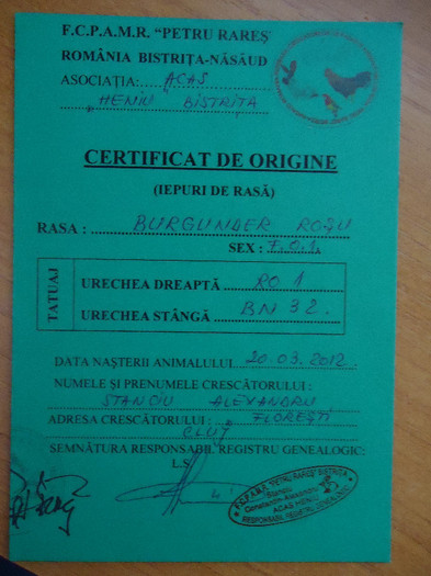 CERTIFICAT DE ORIGINE