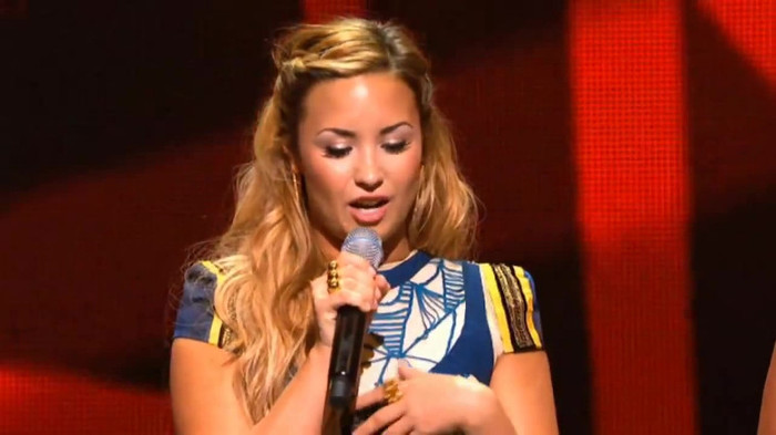 Demi Lovato joins X Factor USA judges on stage 21032