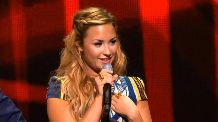 Demi Lovato joins X Factor USA judges on stage 23501