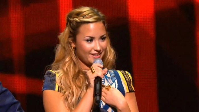 Demi Lovato joins X Factor USA judges on stage 23502