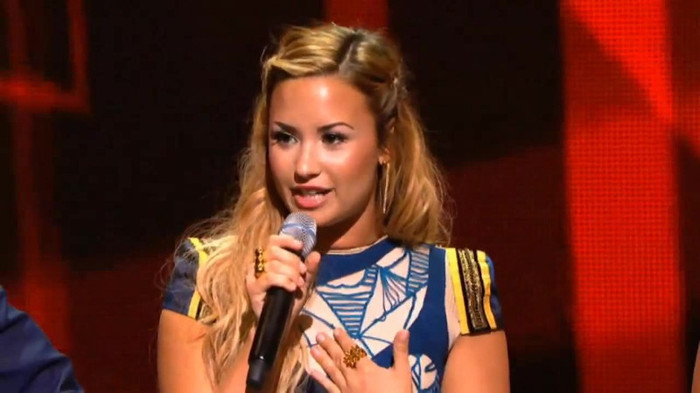 Demi Lovato joins X Factor USA judges on stage 23020