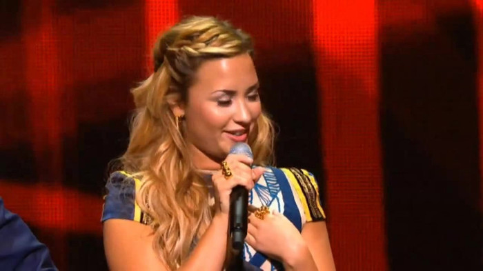 Demi Lovato joins X Factor USA judges on stage 23521