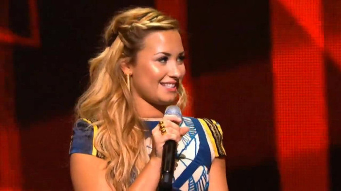 Demi Lovato joins X Factor USA judges on stage 22087