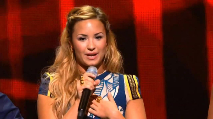 Demi Lovato joins X Factor USA judges on stage 22591