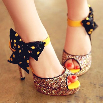 bling bowknot high heels-f40312 - Pantofi
