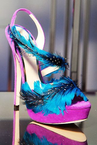 elegant blue feather sandals-f85304 - Pantofi