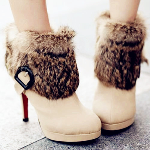 elegant fur boots-f08576 - Pantofi