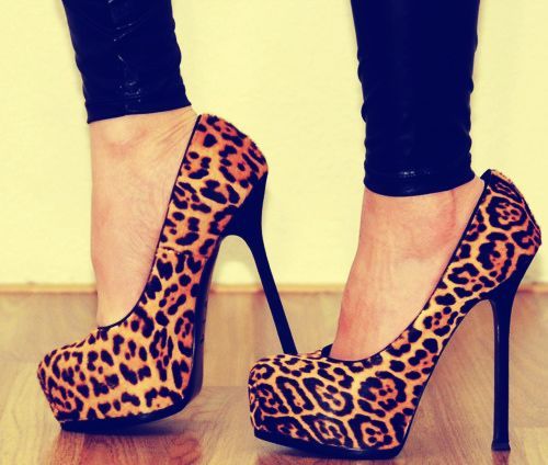 leopard print high heel shoes-f64493 - Pantofi