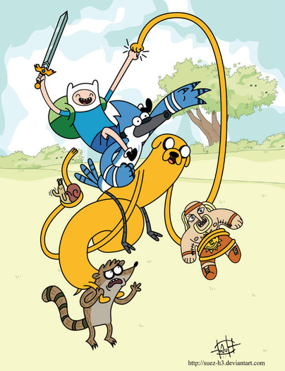 regular_show_and_adventure_time_by_suez_h3-d4ys552 - regulartime