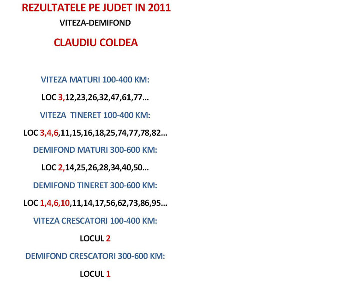 REZULTATELE PE JUDET 2011 - rezultate