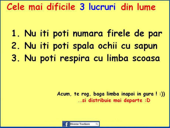 a - cele mai dificile 3 lucruri din lume