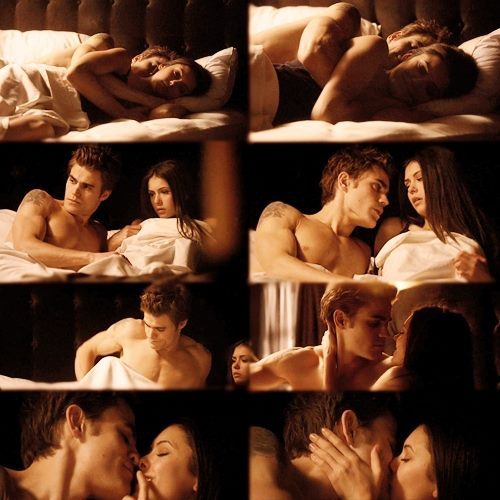 peste cateva minute Elena si Stefan erau an pat si se trezeau dupa ce au facut .... stiti voi - The vampire diaries banda