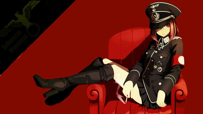 boots uniform military nazi iron cross meganekko cigarettes anime girls 1920x1080 wallpaper_www.wall