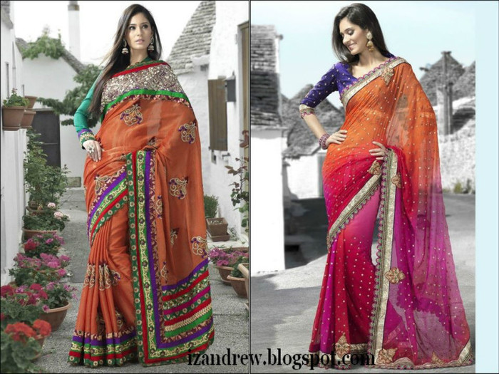Bridal Sarees 2012  Silk SareesSaris  Indian Designer Saree Blouse Styles-izandrew.blogspot.com (7)